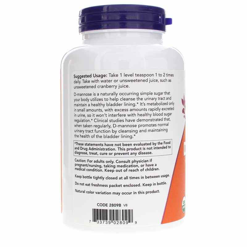 NOW Foods D-Mannose Organic Pure Powder - 3 Oz - Urinary Tract Health Support