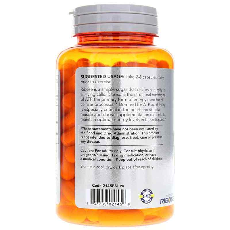 D-Ribose 750 Mg, 120 Veg Capsules, by NOW Foods, image #3