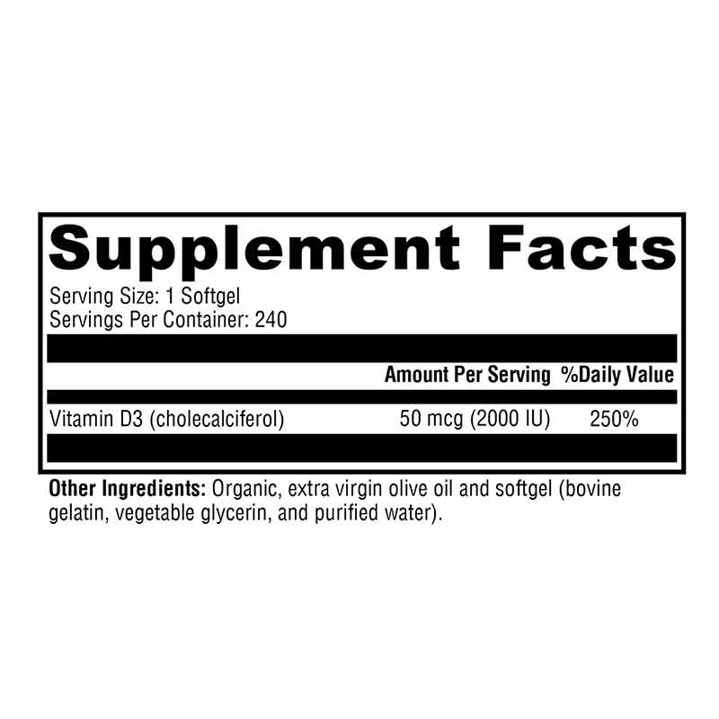 D3 2000, 240 Softgels, by Xymogen, image #2