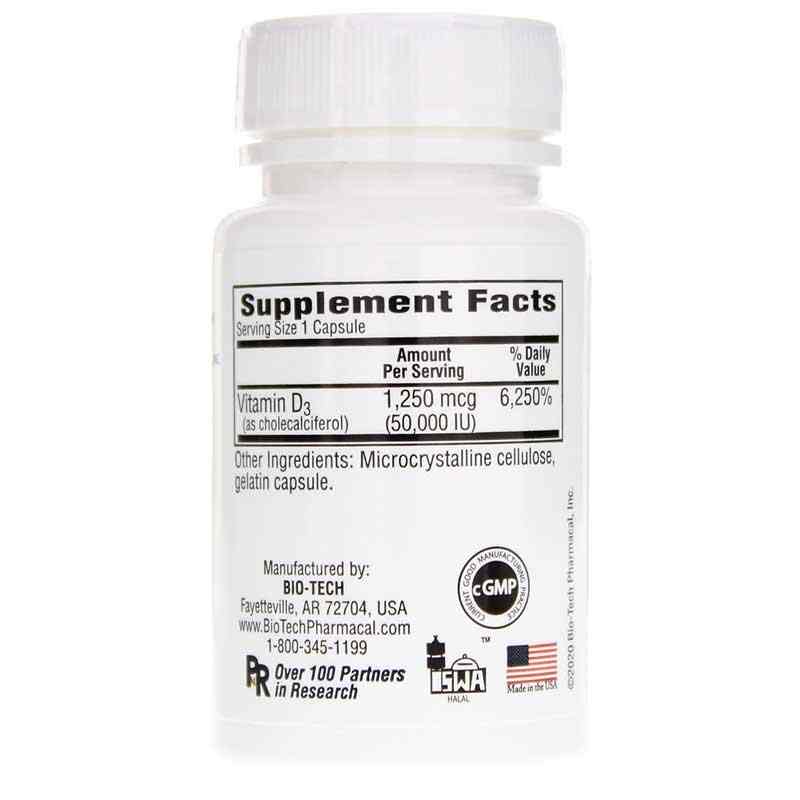 D3-50 50000 IU, 12 Capsules, by Bio-Tech Pharmacal, image #2