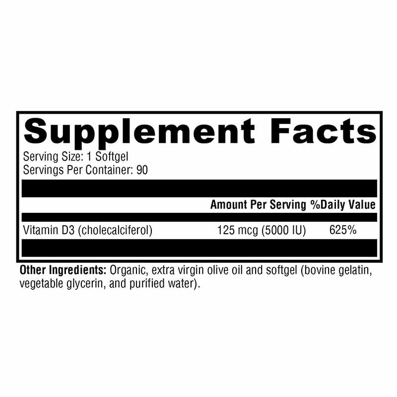 D3 5000, 90 Softgels, by Xymogen, image #2