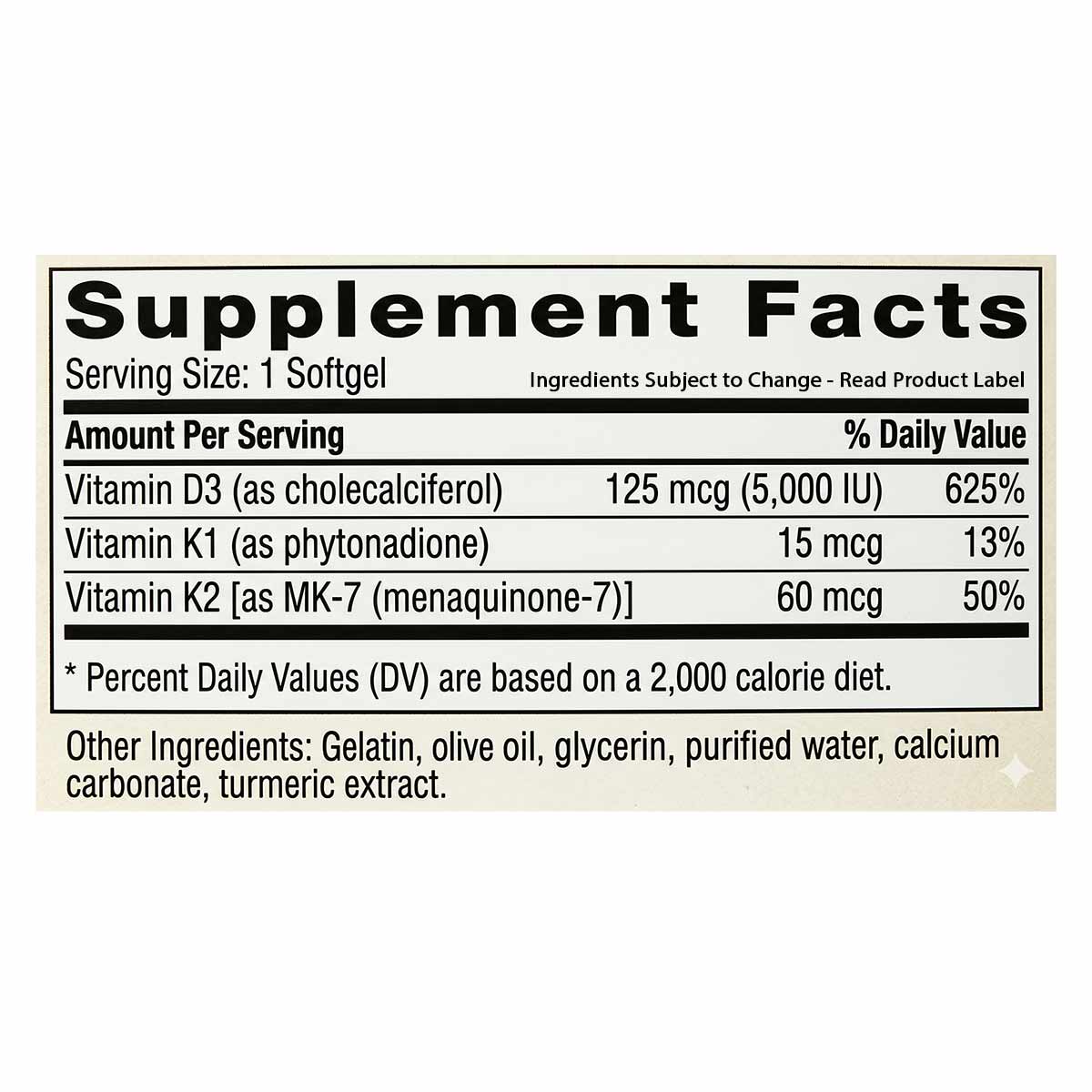 D3 5,000 with K2, 60 Softgels, by NutriDyn