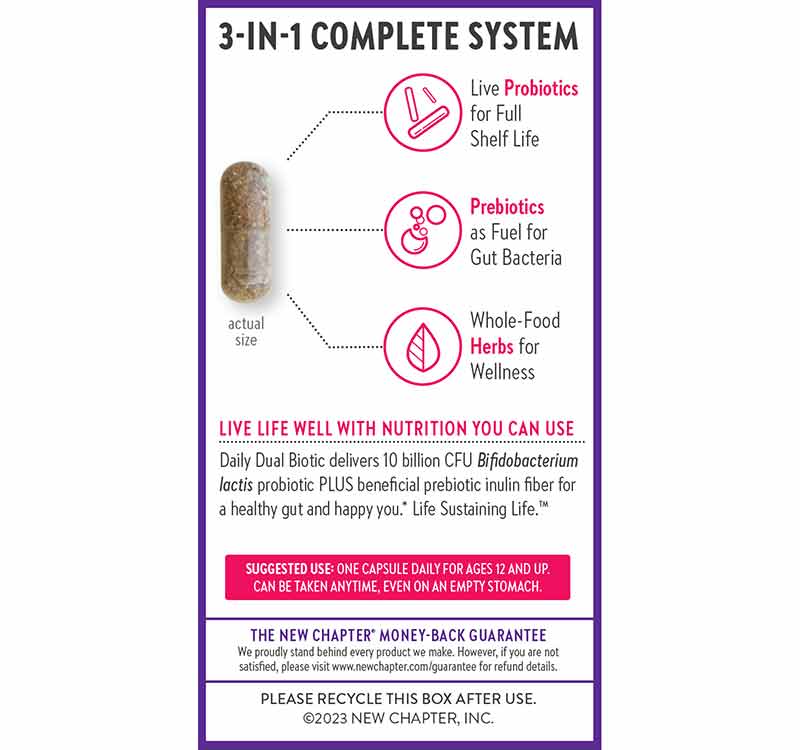 Daily Dual Biotic Probiotic + Prebiotic, by New Chapter, image #4