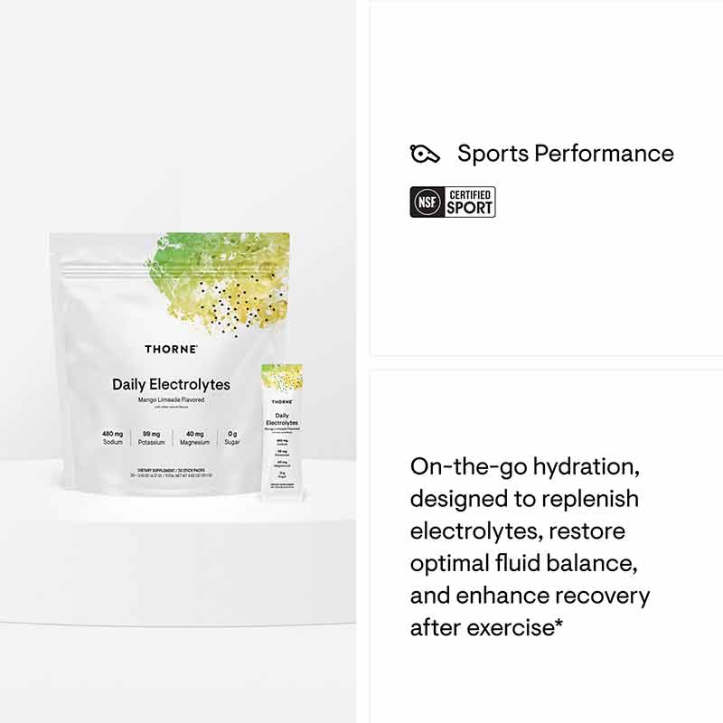 Daily Electrolytes, Mango Limeade, 30 Packets, by Thorne Research, image #6