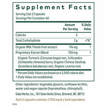 Supplement Facts label for Daily Liver Pro showing serving size, ingredients including milk thistle and turmeric, and nutriti