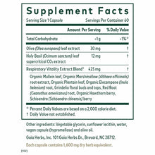Supplement Facts label for Daily Lung Formula showing serving size, ingredients including olive leaf extract and herbal blend
