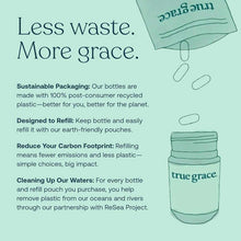 True Grace Daily Men's 50+ Multi bottle with refill pouch and capsules on mint green background.