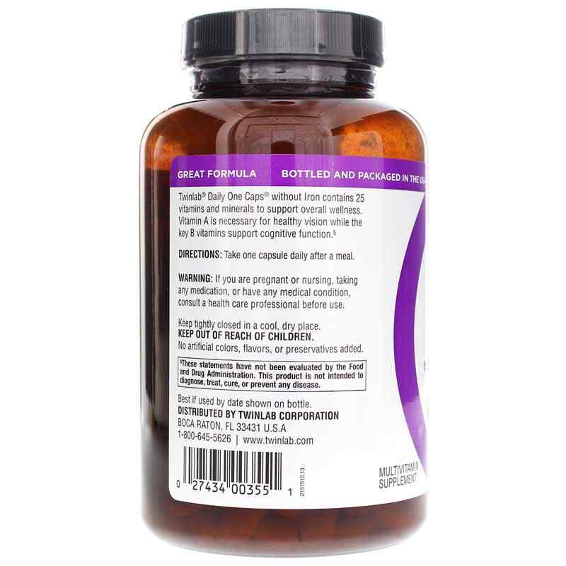 Daily One Caps without Iron, 180 Capsules, by Twinlab, image #3