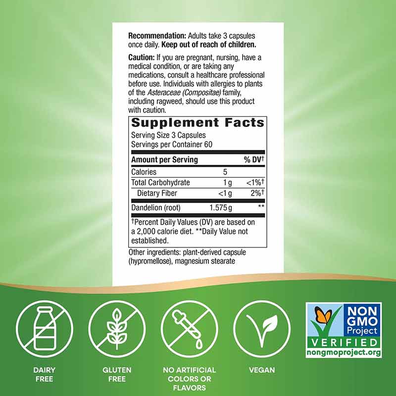 Dandelion Root, 180 Veg Capsules, by Natures Way, image #3