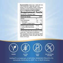 Supplement Facts label for DGL Ultra chocolate chewable tablets showing nutrition information, ingredients, and vegan, gluten