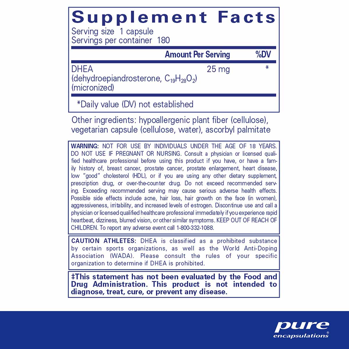 DHEA 25 Mg, by Pure Encapsulations
