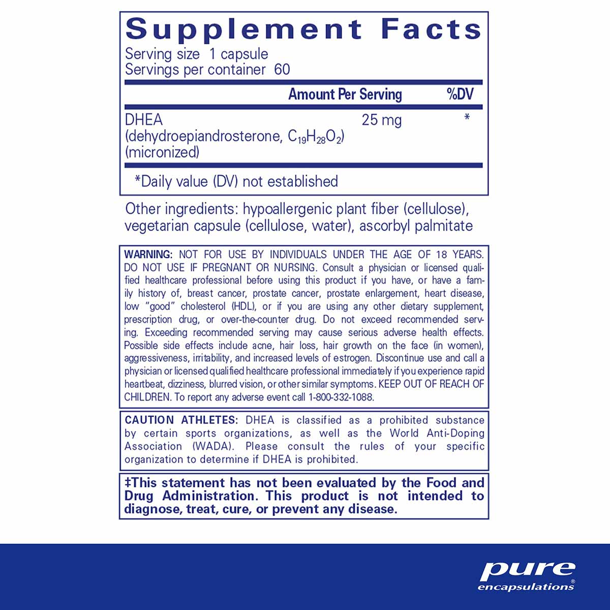 DHEA 25 Mg, by Pure Encapsulations
