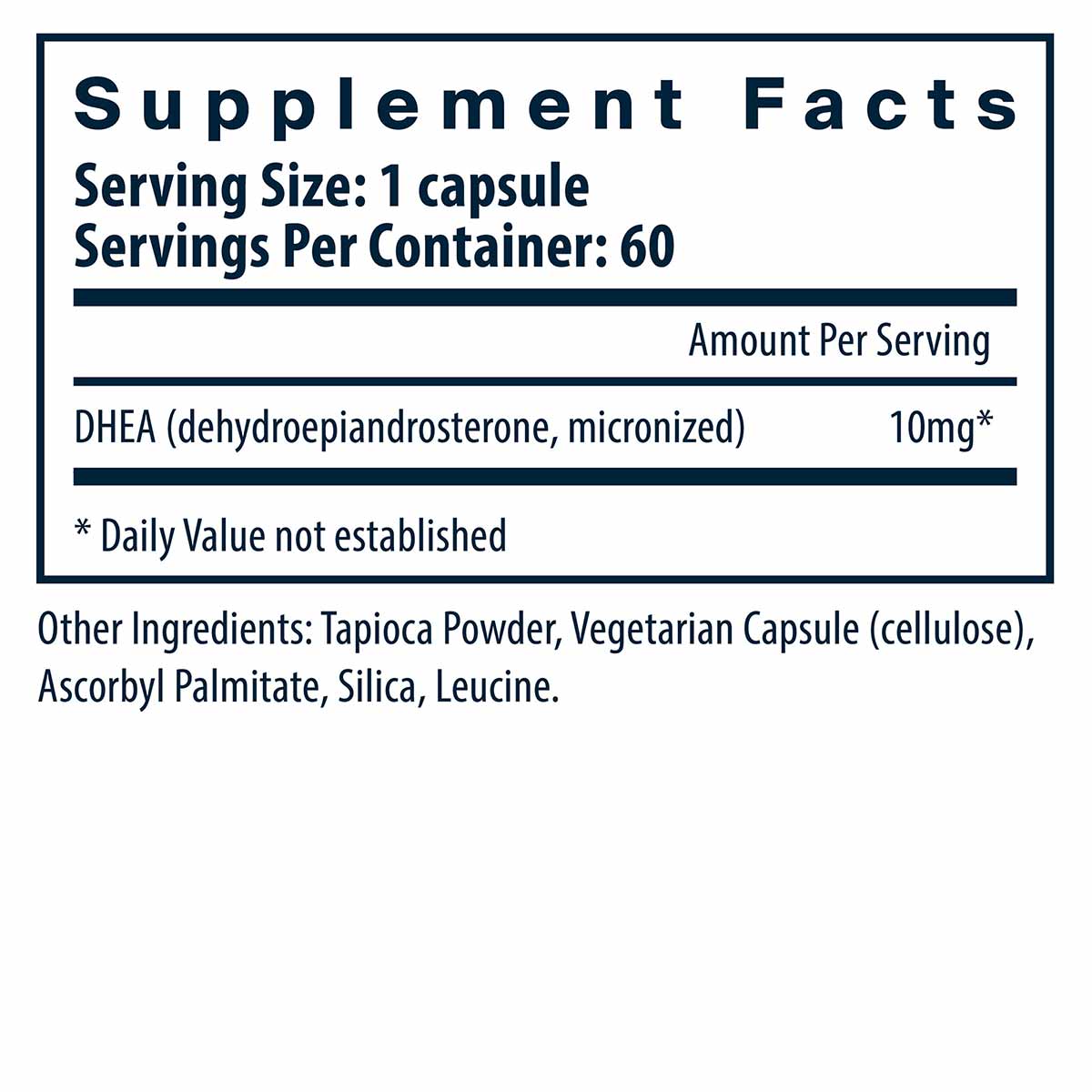 DHEA (micronized) 10 Mg, 60 Veg Capsules, by Vital Nutrients