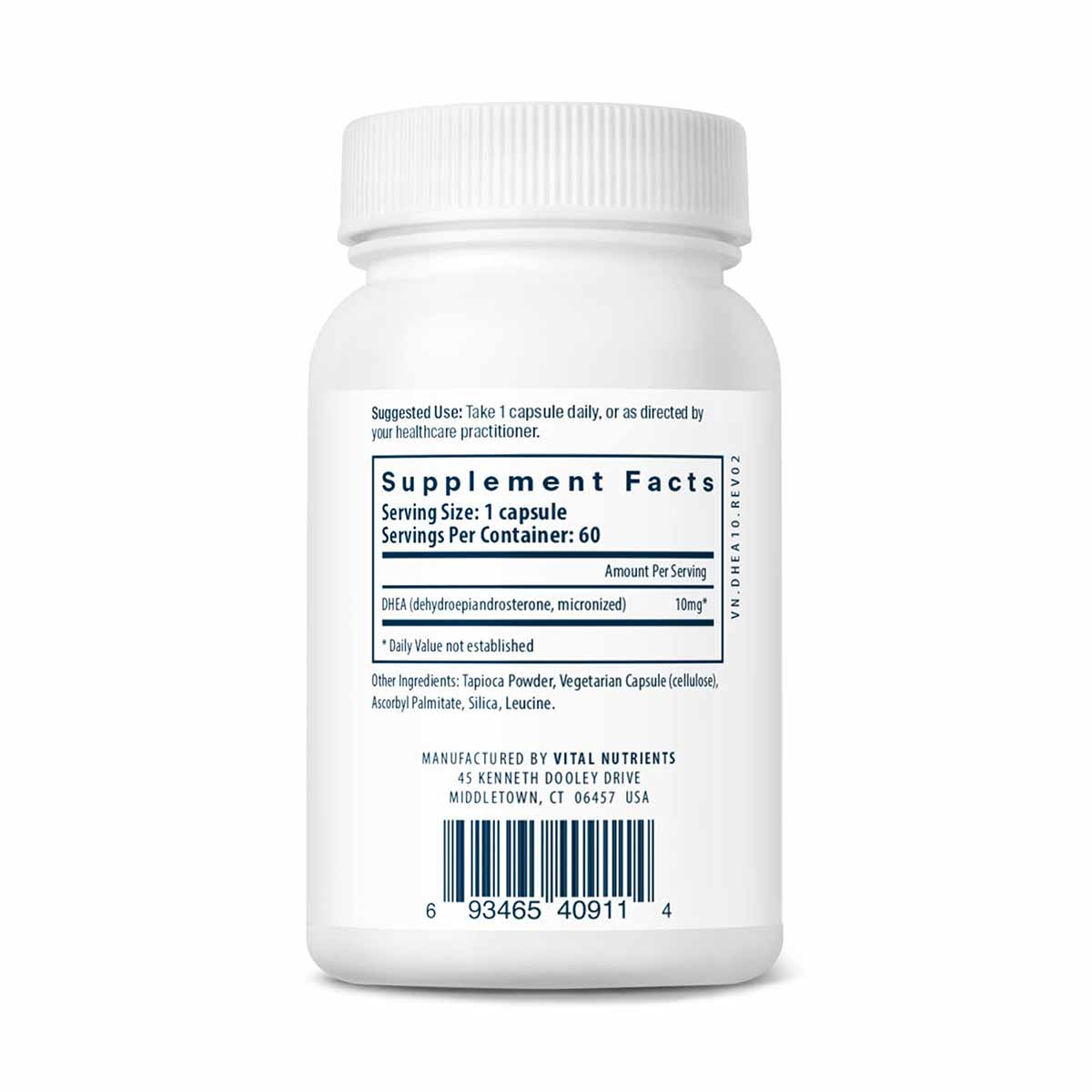DHEA (micronized) 10 Mg, 60 Veg Capsules, by Vital Nutrients