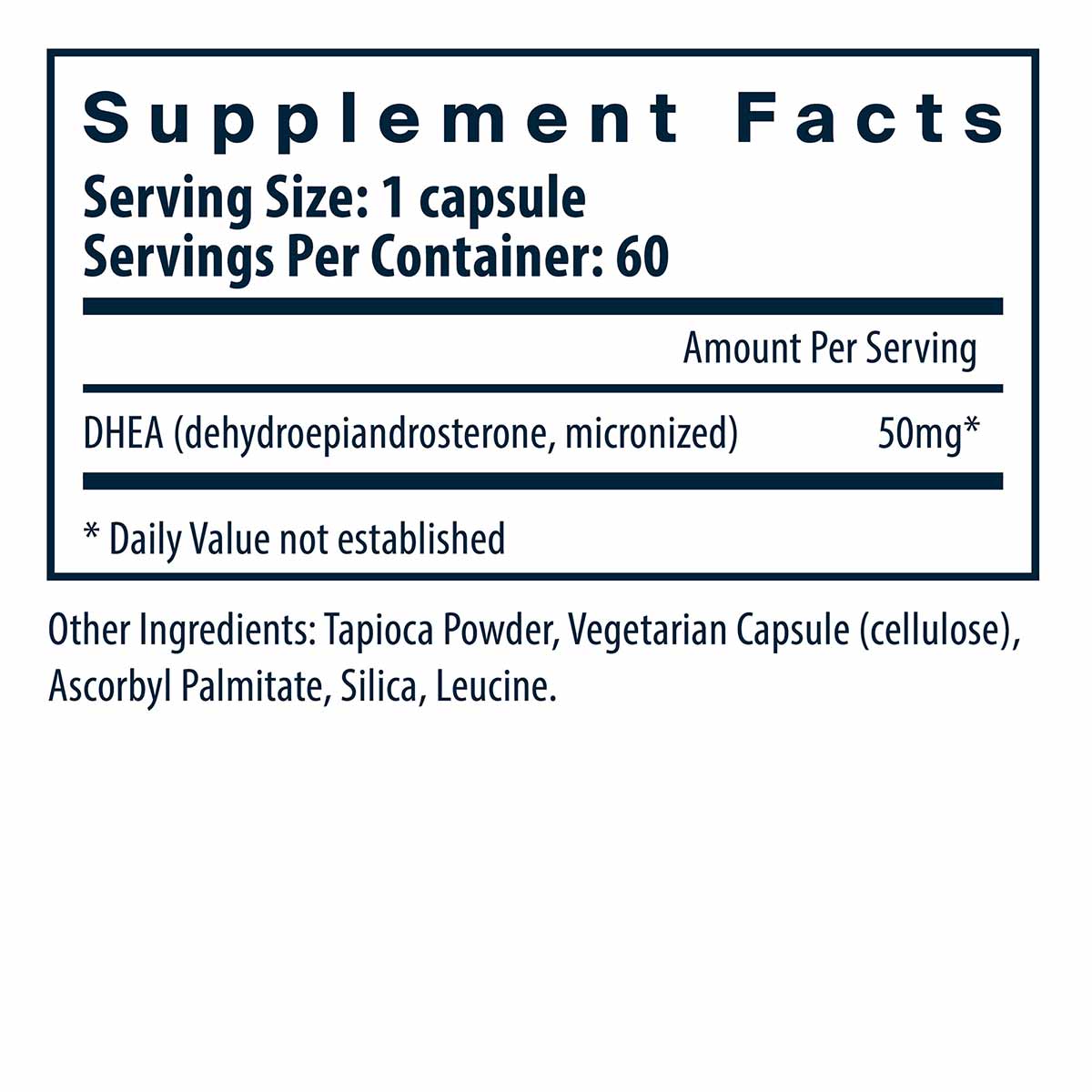 DHEA (micronized) 50 Mg, 60 Capsules, by Vital Nutrients