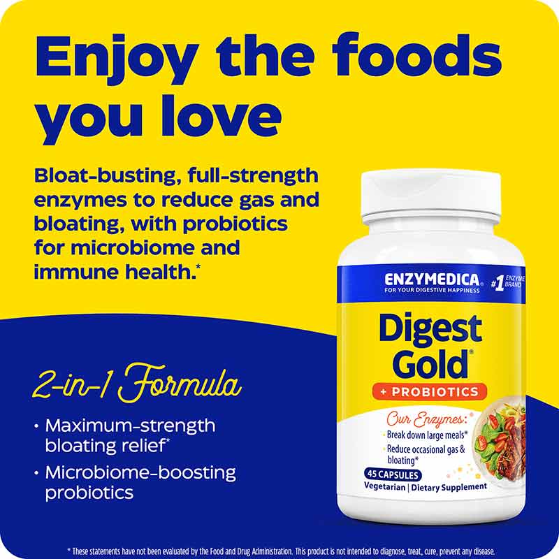 Digest Gold + Probiotics, 45 Capsules, by Enzymedica, image #3