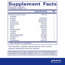 Supplement Facts label for Digestive Enzymes Ultra showing proprietary enzyme blend with serving size of 2 capsules.