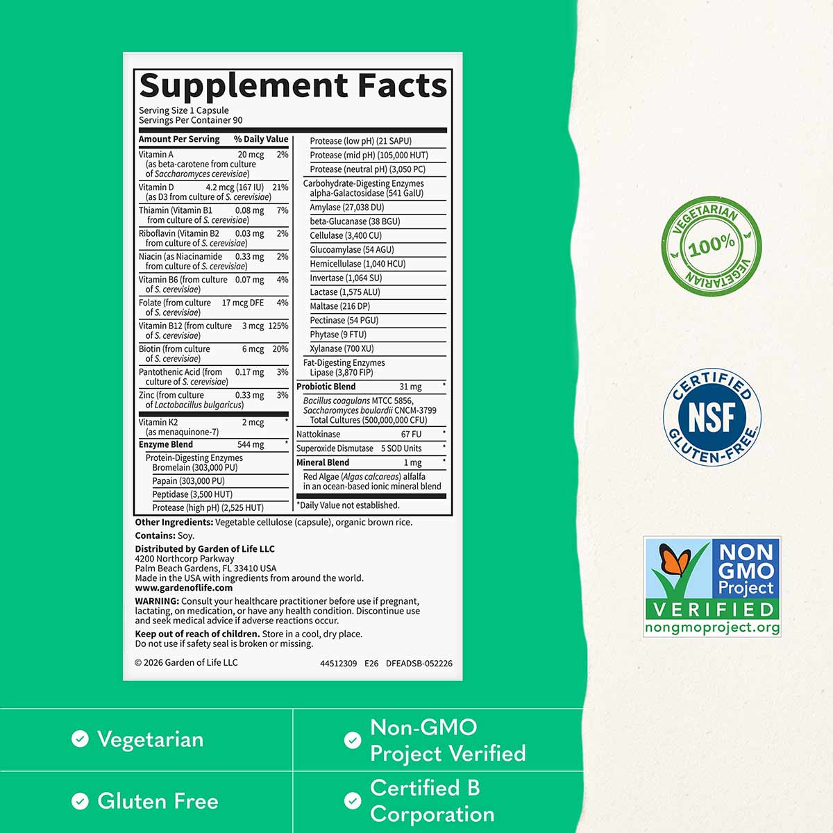 Dr. Formulated Enzymes Advanced Digestive Support, by Garden of Life
