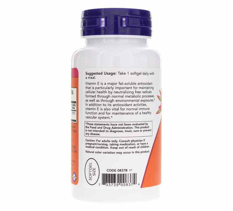 E-400 d-Alpha Tocopheryl, 100 Softgels, by NOW Foods, image #3