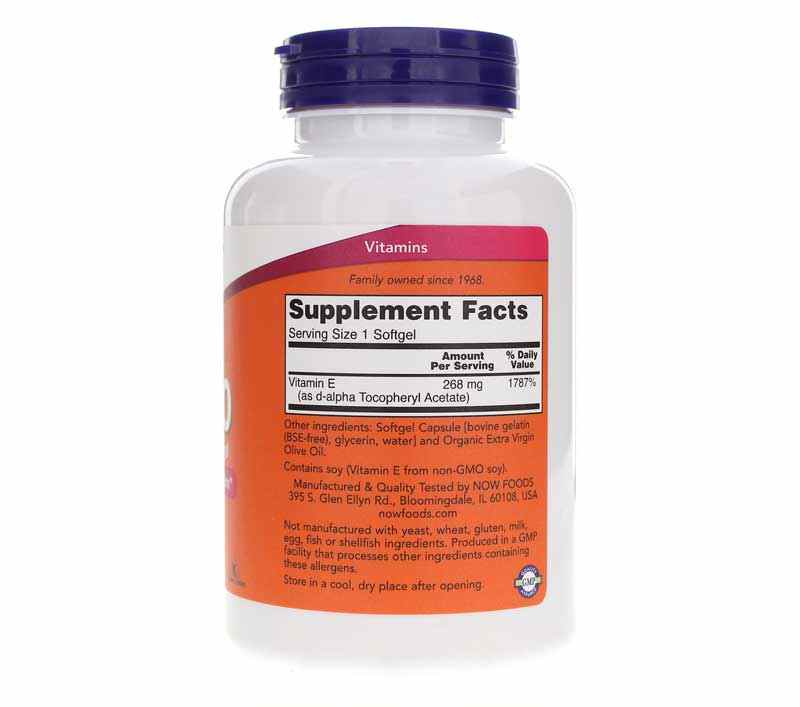 E-400 d-Alpha Tocopheryl, 250 Softgels, by NOW Foods, image #2