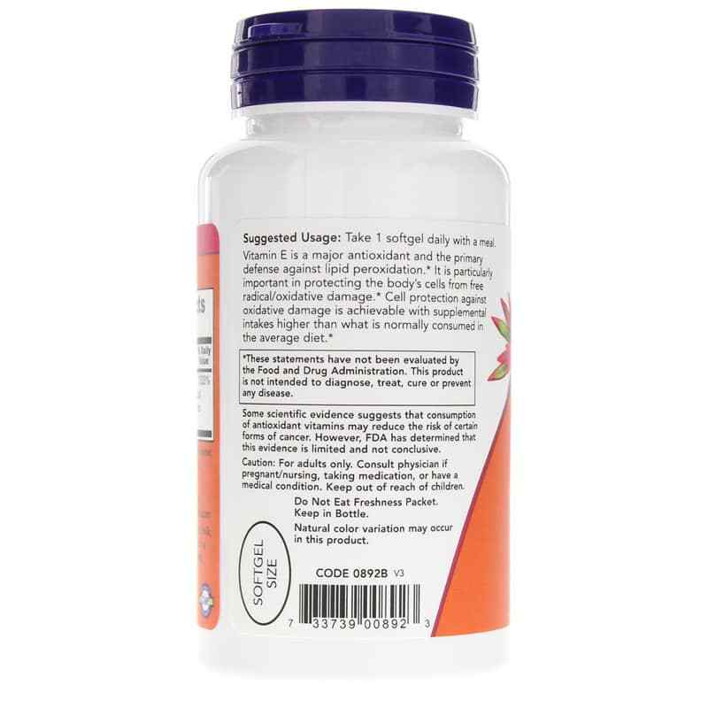E-400 Natural with Mixed Tocopherols, 100 Softgels, by NOW Foods, image #3