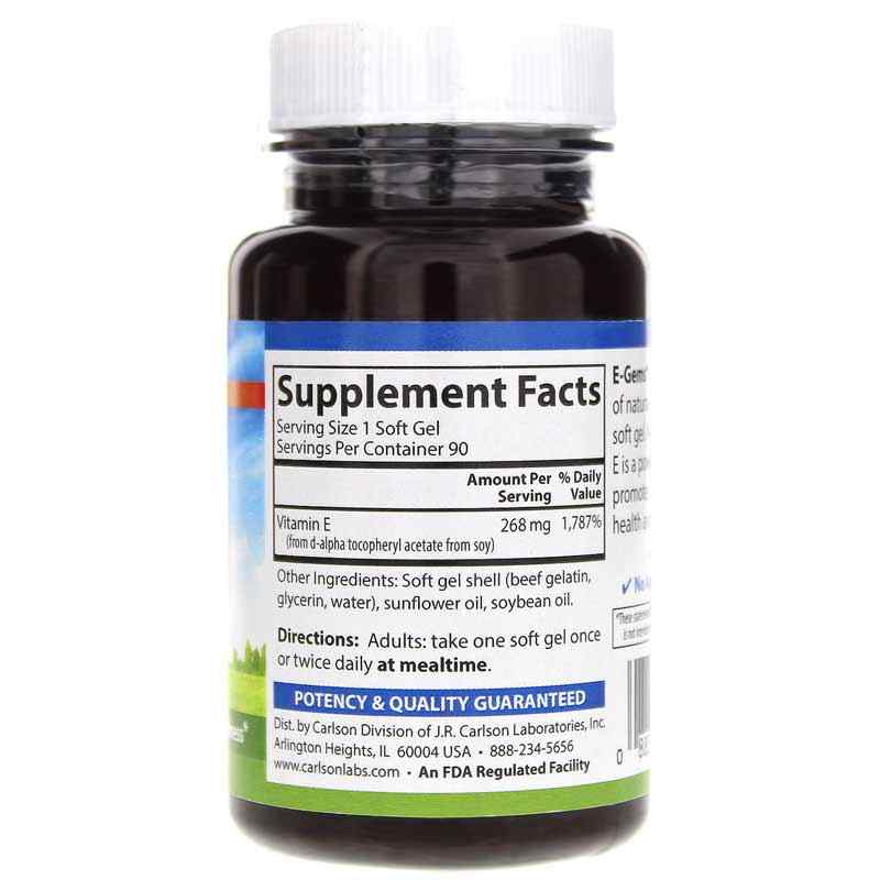 E-Gems 400 IU, 90 Softgels, by Carlson Labs, image #2