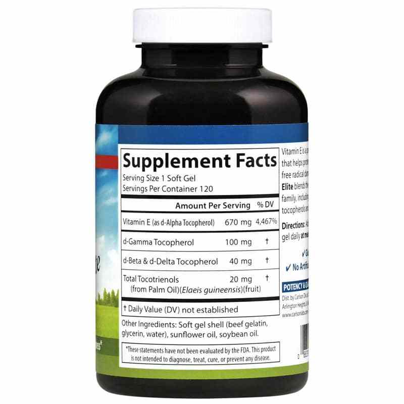 E-Gems Elite 1000 IU Natural Vitamin E, 120 Softgels, by Carlson Labs, image #2