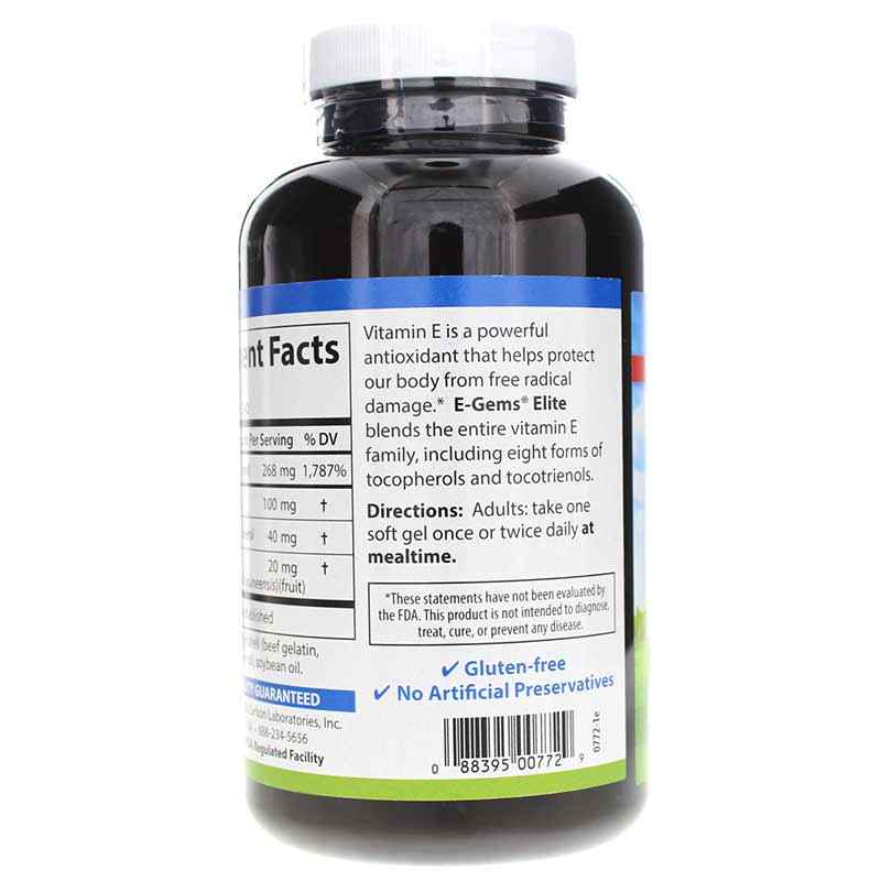 E-Gems Elite 400 IU (268 Mg) Vitamin E, 240 Softgels, by Carlson Labs, image #3