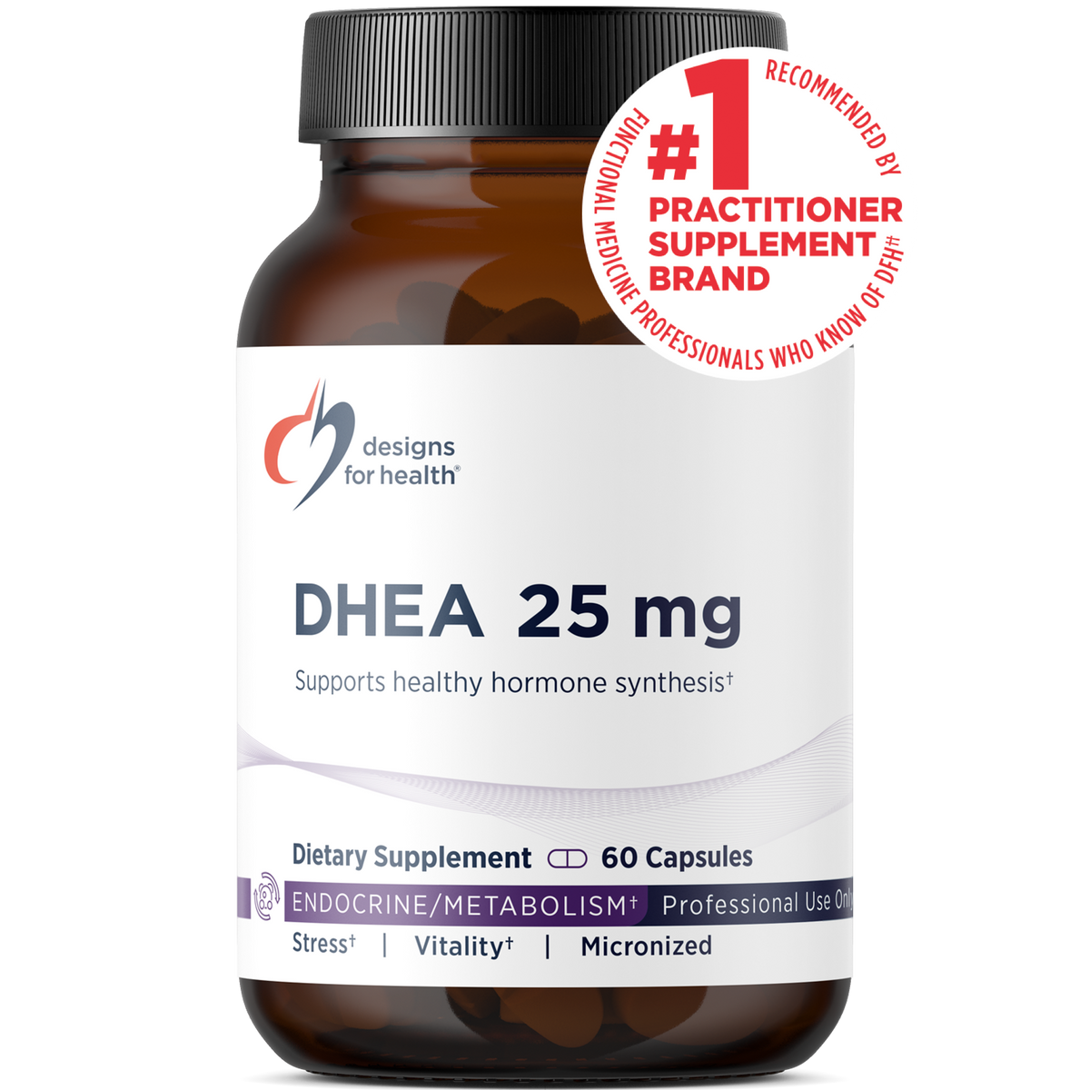 DHEA 25 Mg, 60 Veg Capsules, by Designs For Health