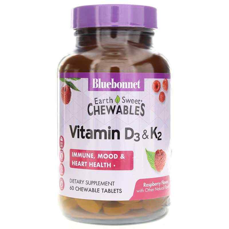 Earth Sweet Chewables Vitamin D3 & K2, by Bluebonnet