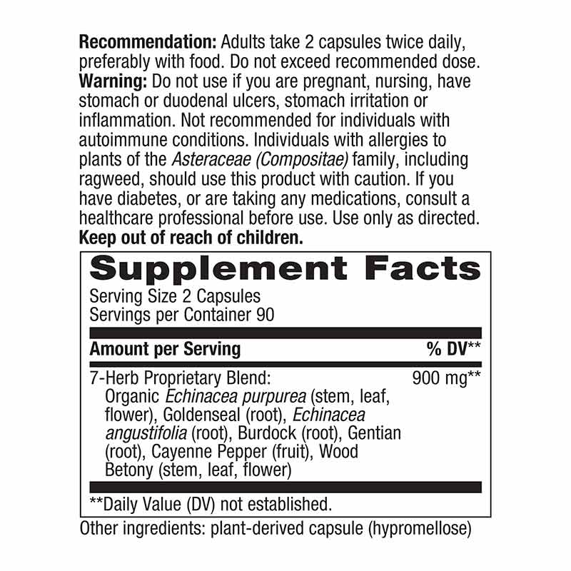 Echinacea Goldenseal Premium Blend, 180 Vegan Capsules, by Natures Way, image #2