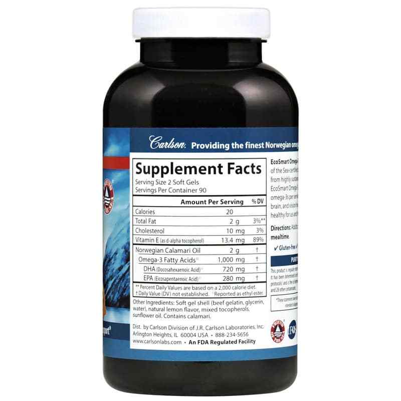 EcoSmart Omega-3 with Natural Lemon Flavor, 180 Softgels, by Carlson Labs, image #2