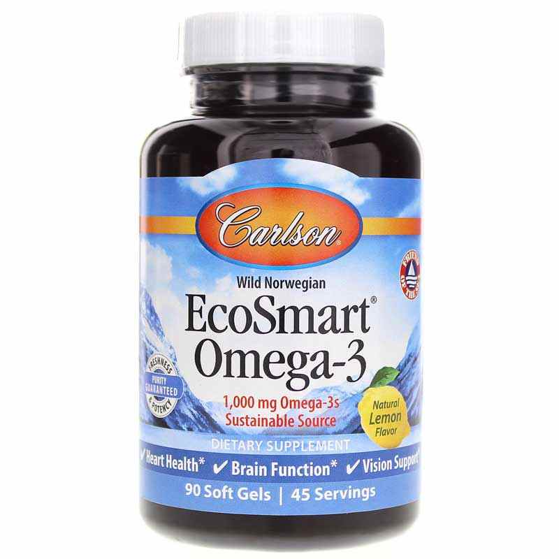EcoSmart Omega-3 with Natural Lemon Flavor, 90 Softgels, by Carlson Labs