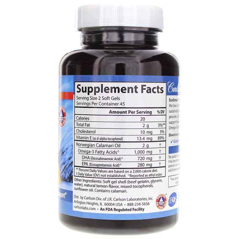 EcoSmart Omega-3 with Natural Lemon Flavor, 90 Softgels, by Carlson Labs, image #2