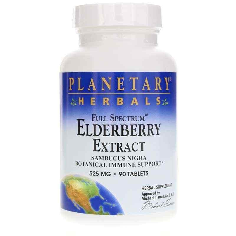 Elderberry Extract 525 Mg Full Spectrum, 90 Tablets, by Planetary Herbals