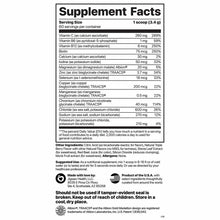 Supplement Facts label for Electrolyte Supreme showing serving size, vitamin and mineral content per scoop, ingredients, and 