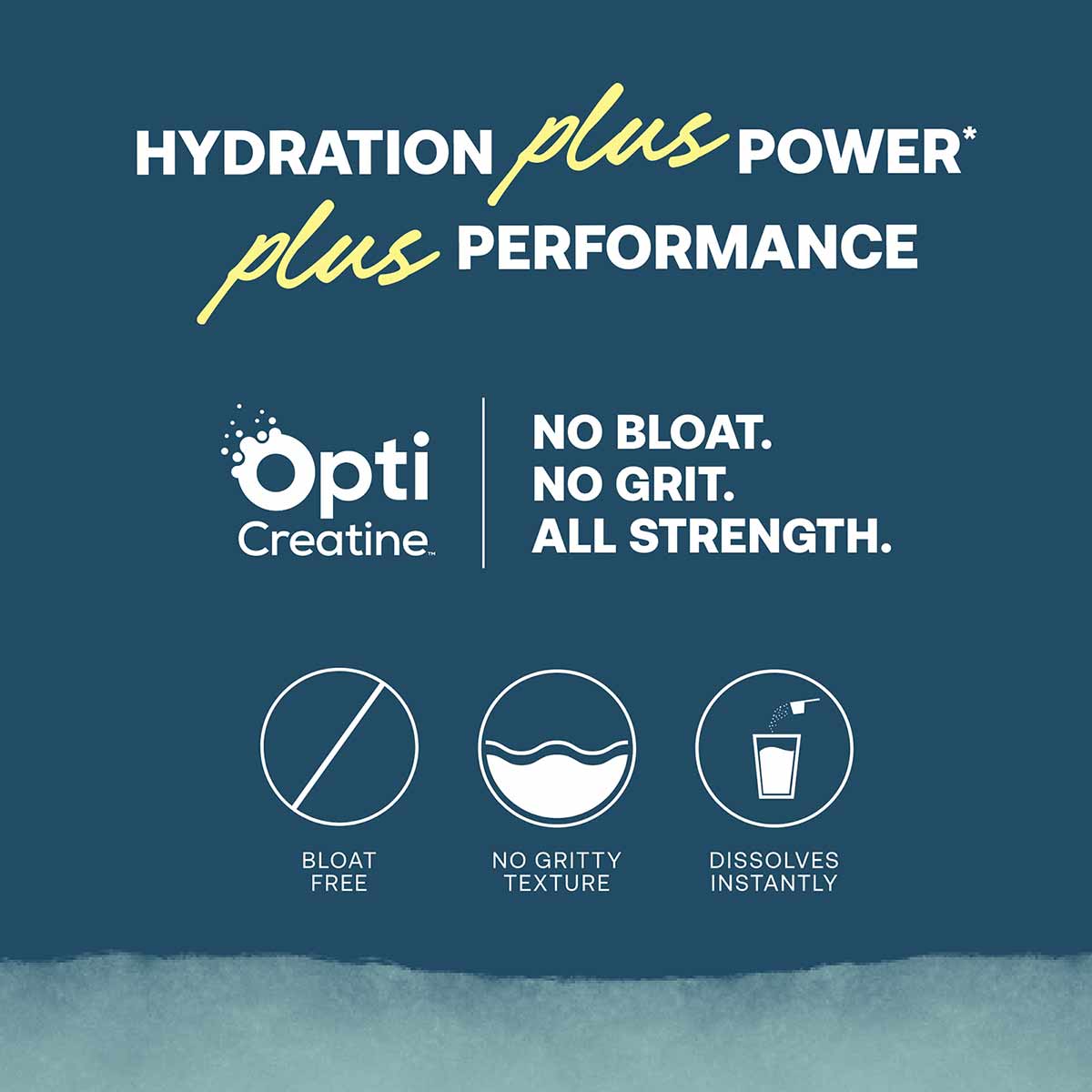 Blue-toned product label for ElectroMag Plus Creatine featuring text about hydration, power, and performance with three benef