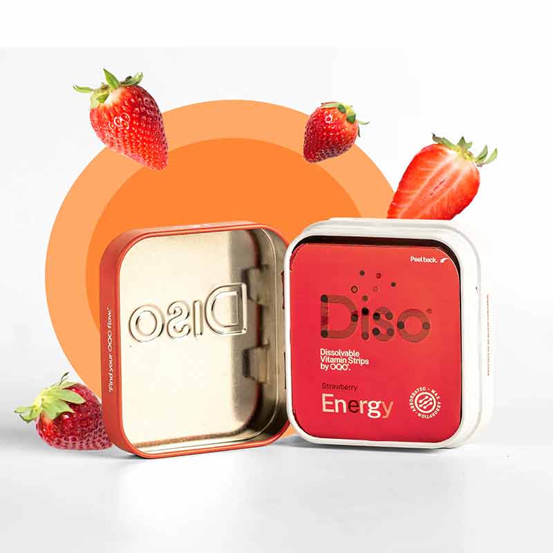 Energy Caffeine Supplements, Strawberry, 30 Strips, by Diso, image #3