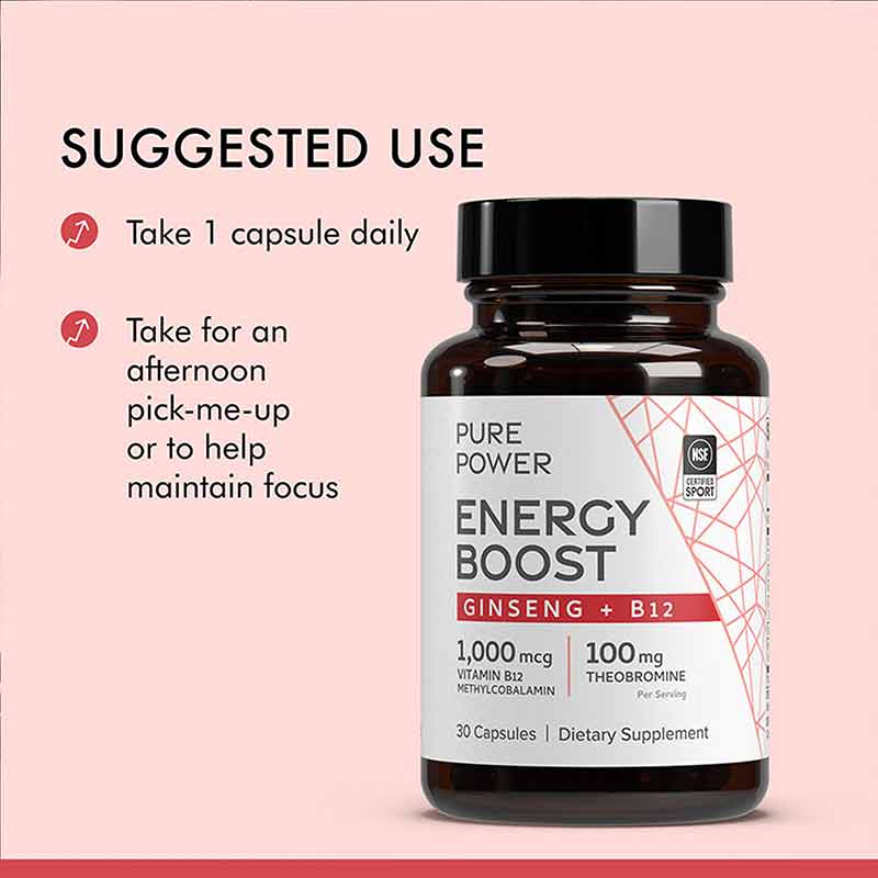 Energy Boost with Ginseng + B12, 30 Capsules, by Pure Power, image #5
