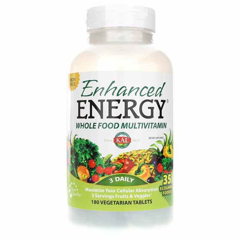 Enhanced Energy Whole Food Multivitamin Iron Free, by Kal
