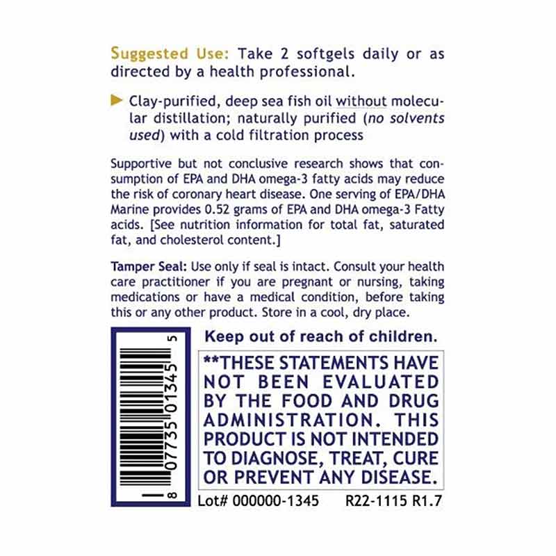 EPA/DHA Marine Softgels Clay-Purified Fish Oil, by Premier Research Labs, image #4