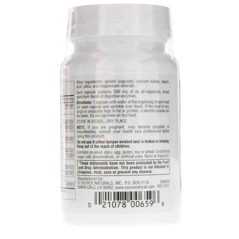 Essential Enzymes 500 Mg, 60 Capsules, by Source Naturals, image #3