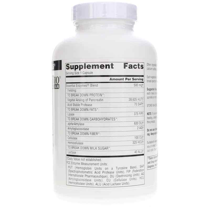 Essential Enzymes 500 Mg Vegetarian, 240 Veg Capsules, by Source Naturals, image #2