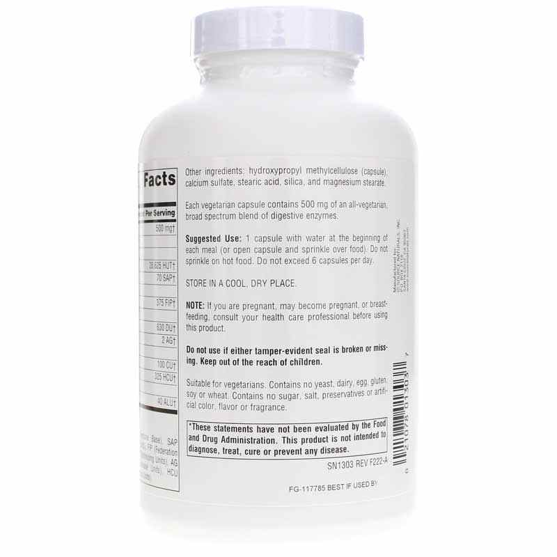 Essential Enzymes 500 Mg Vegetarian, 240 Veg Capsules, by Source Naturals, image #3