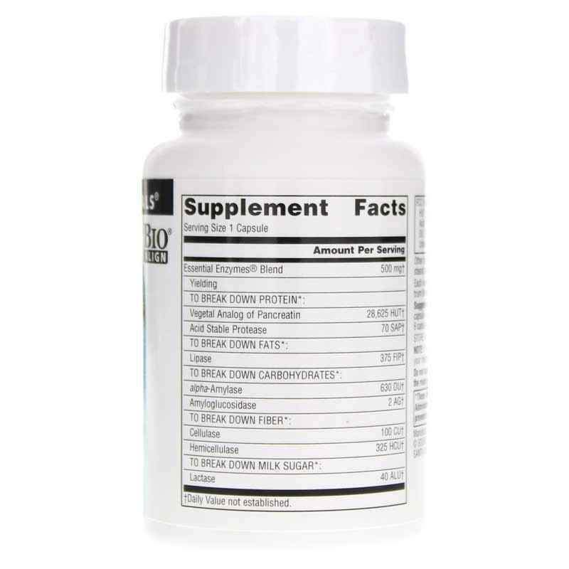 Essential Enzymes 500 Mg Vegetarian, 60 Veg Capsules, by Source Naturals, image #2