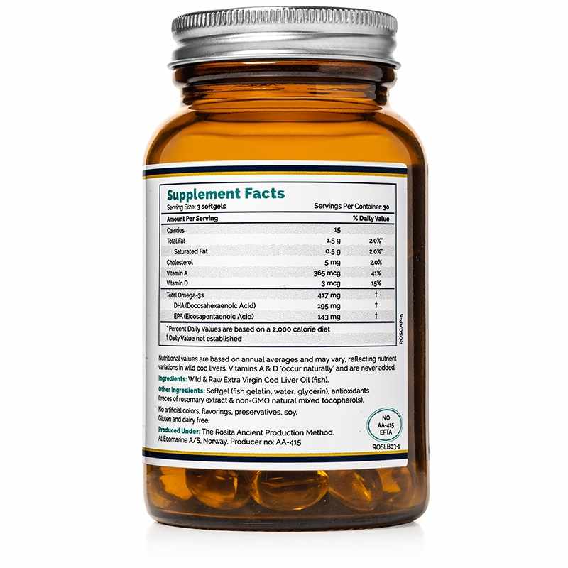 Extra Virgin Cod Liver Oil Softgels, by Rosita, image #3