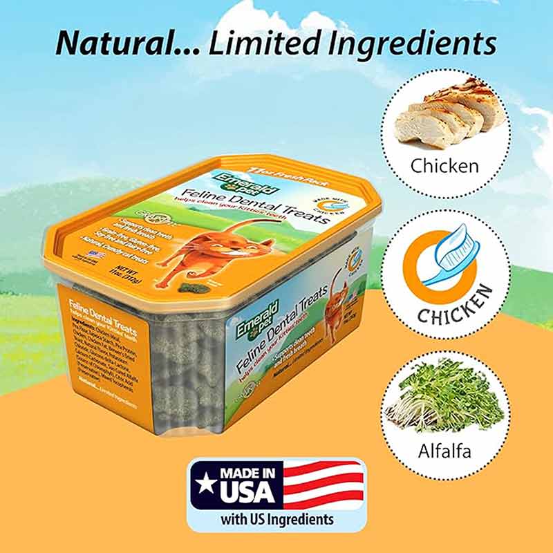Feline Dental Treats, Chicken, 11 Oz, by Emerald Pet, image #4