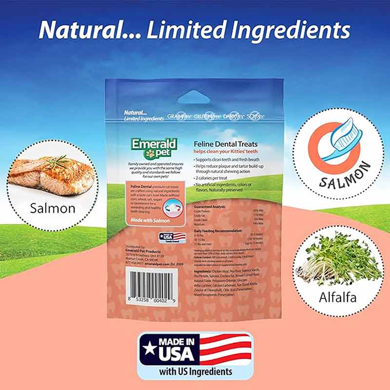 Feline Dental Treats, Salmon, 3 Oz, by Emerald Pet, image #4