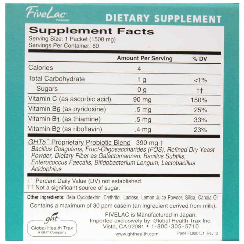 FiveLac Probiotic Lemon Flavor, by Global Health Trax, image #2