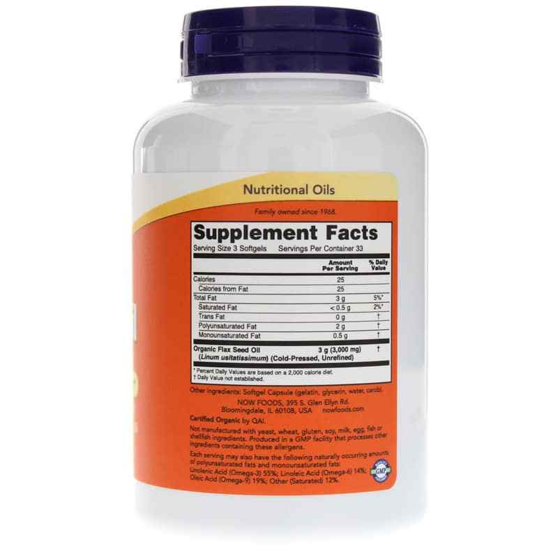 Flax Oil 1000 Mg, 100 Softgels, by NOW Foods, image #2